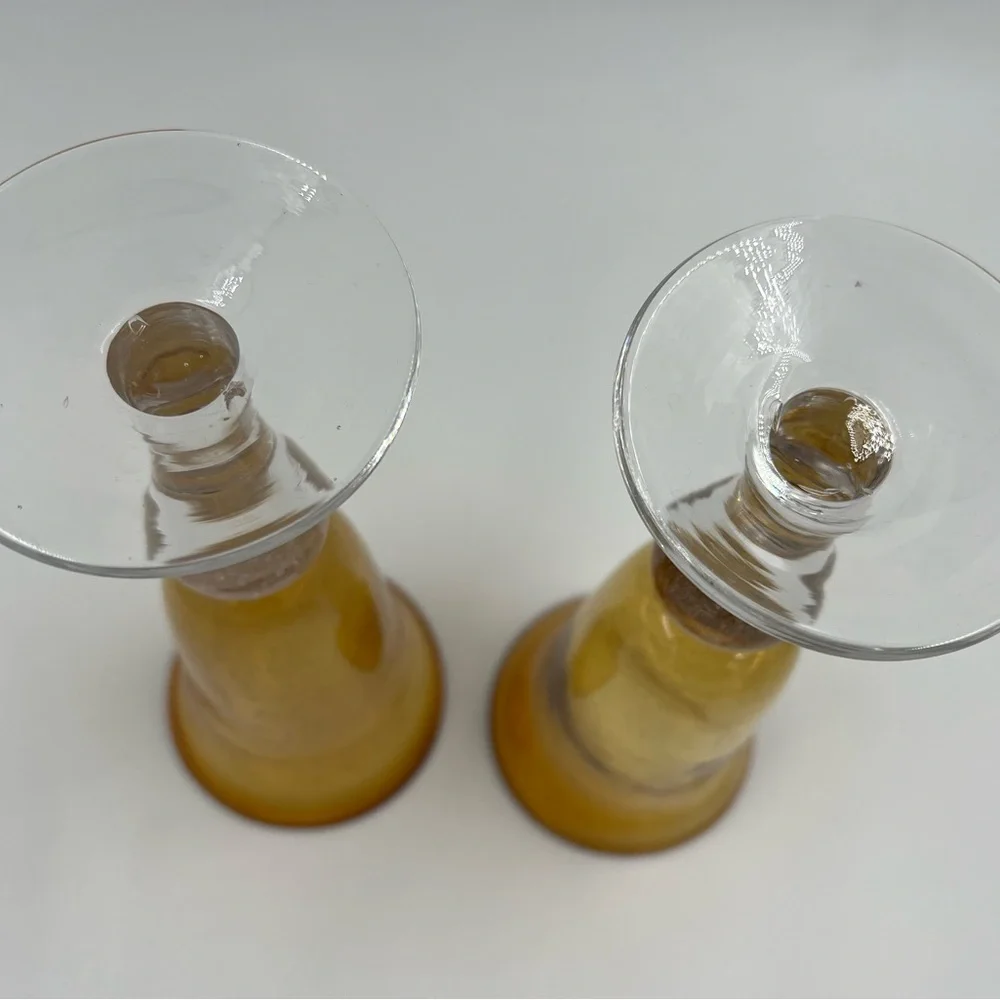Artland Iris Amber Bubble Glass Fluted Champagne Glasses 8.5